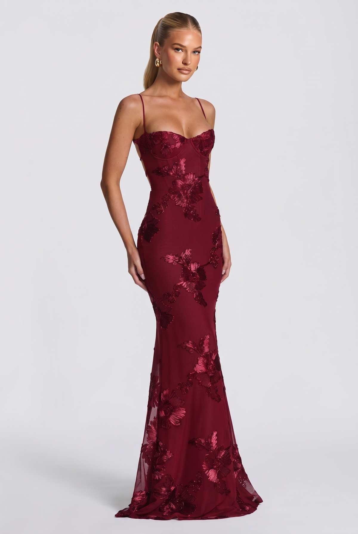 Aurethi Maxi Dress in Burgundy