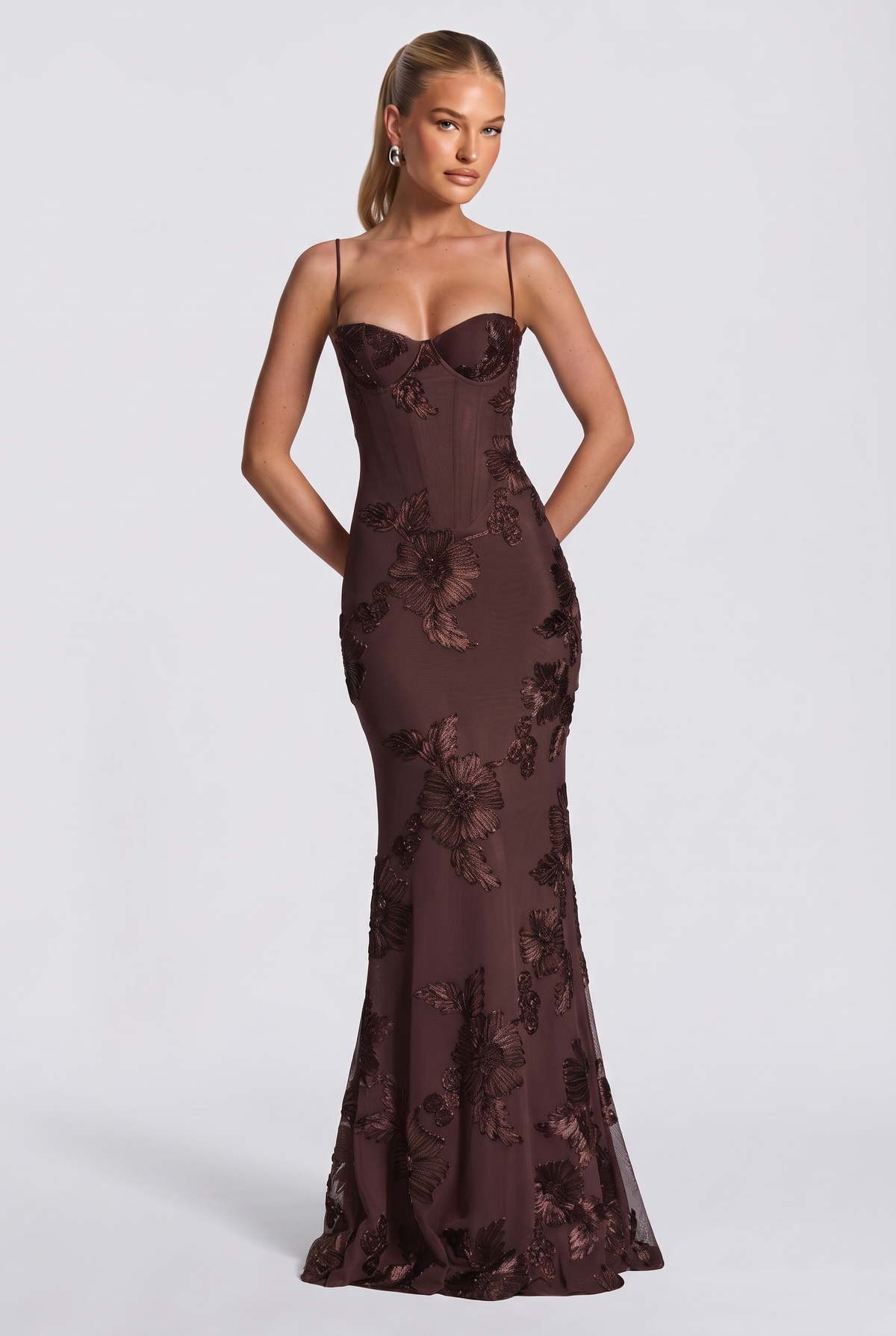 Aurethi Maxi Dress in Plum Brown