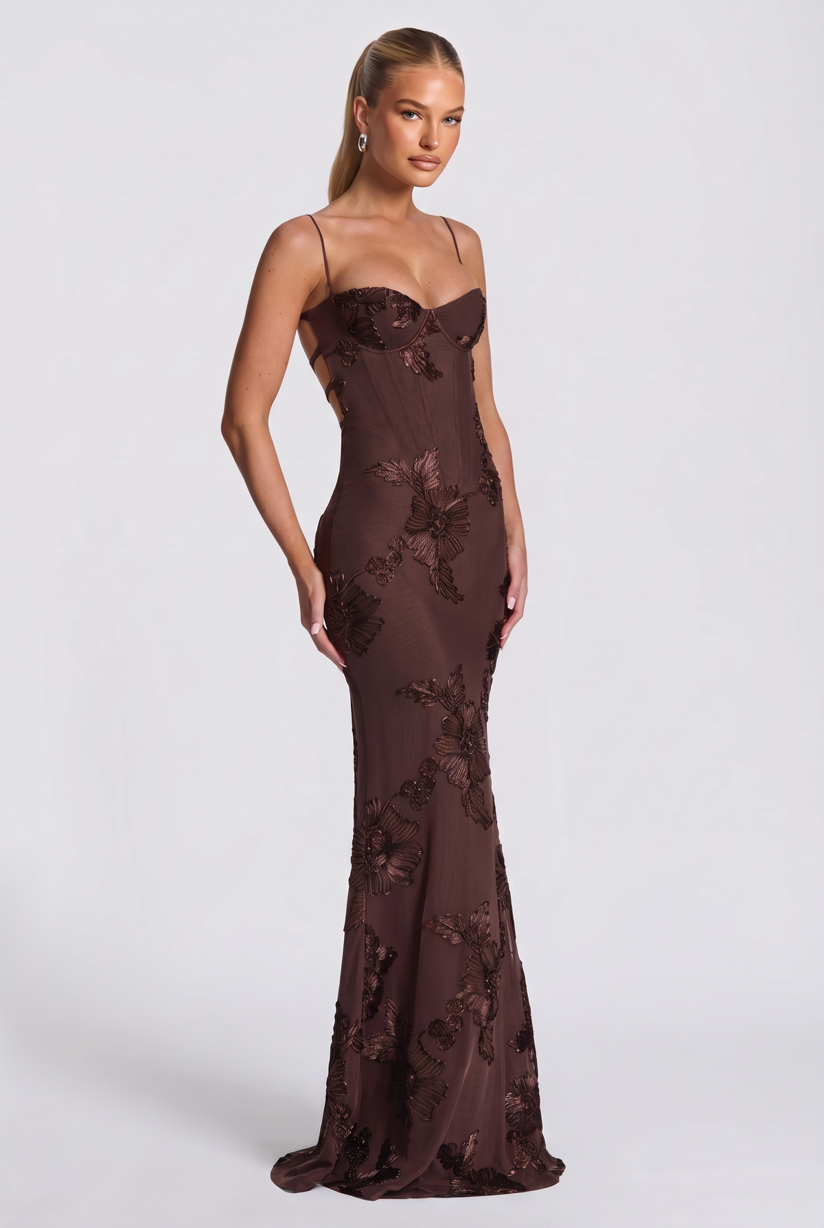 Aurethi Maxi Dress in Plum Brown