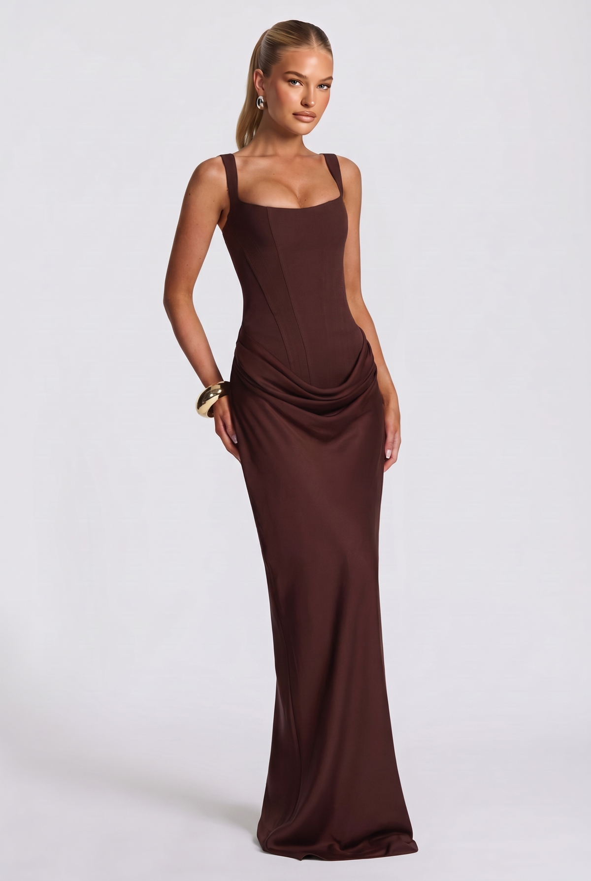 Meliora Maxi Dress in Plum Brown