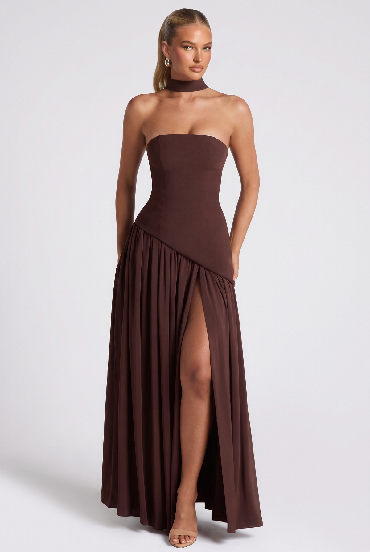 Amara Maxi Dress in Plum Brown