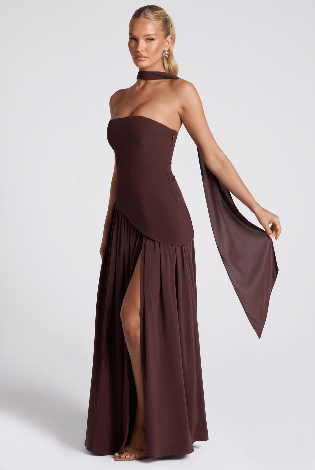 Amara Maxi Dress in Plum Brown