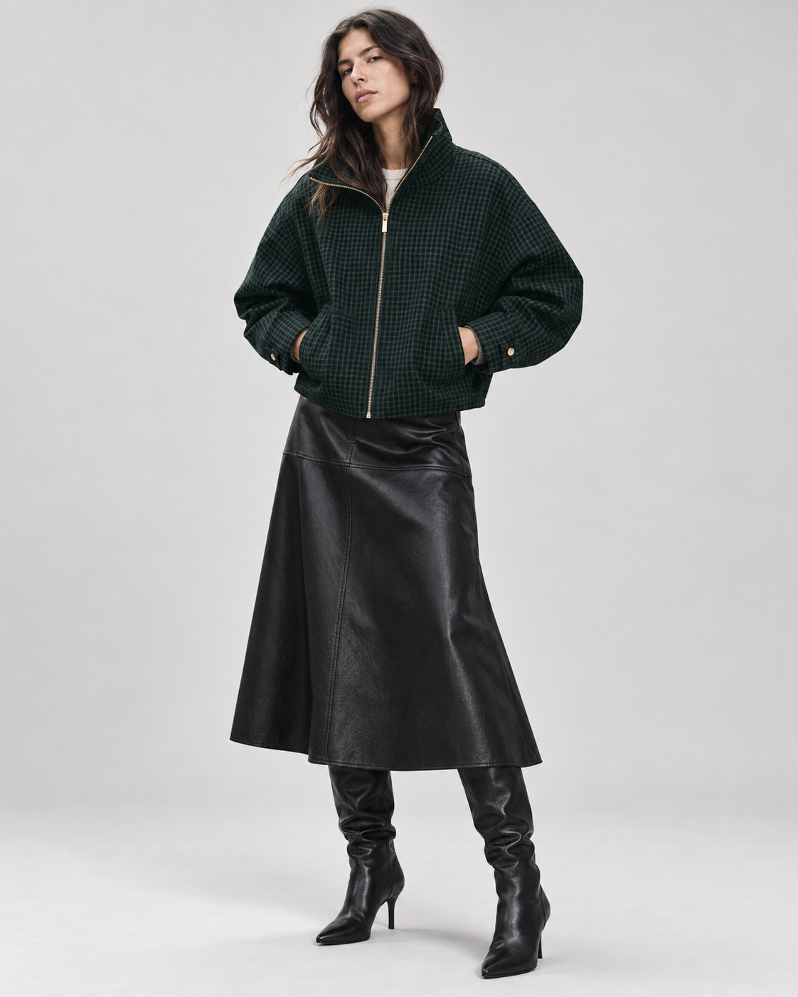 Mabel | Check Bomber Jacket