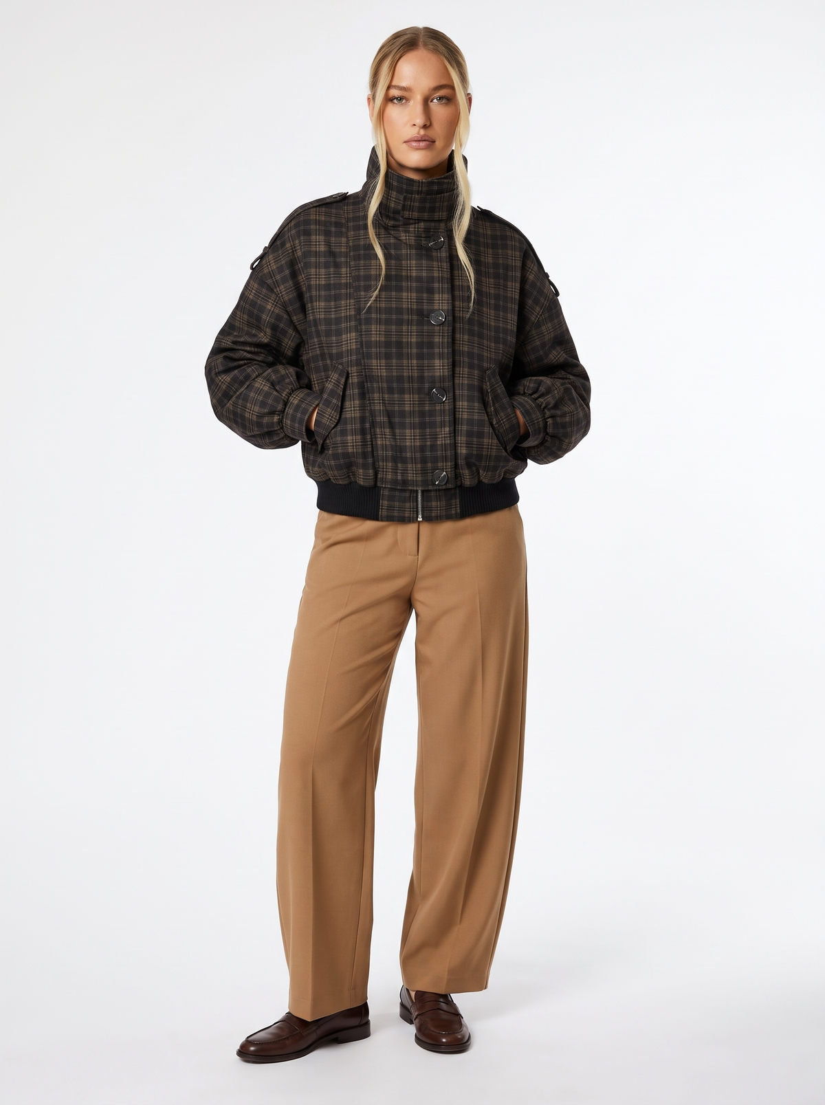 Aurelie | Check Bomber Jacket