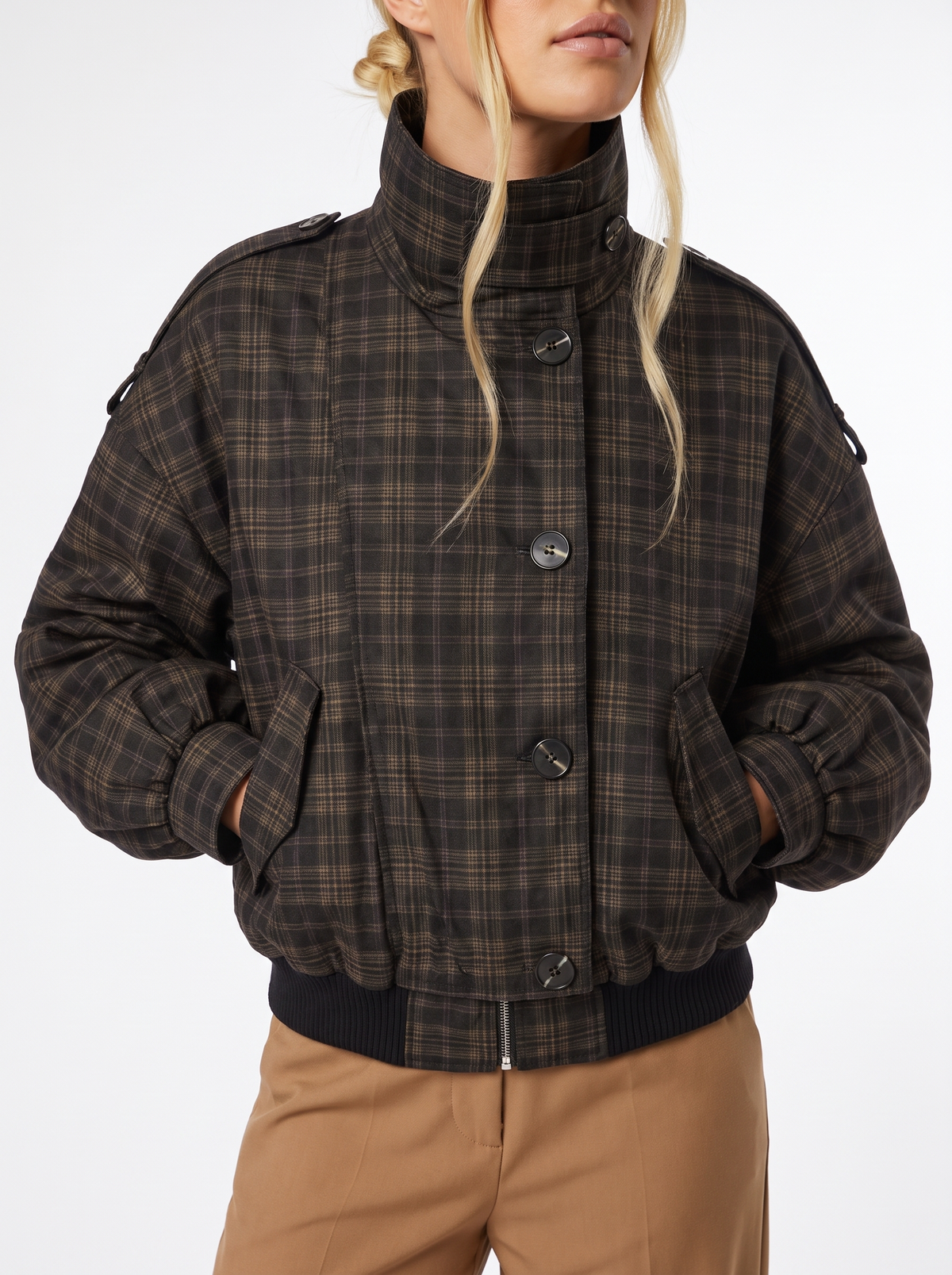 Aurelie | Check Bomber Jacket