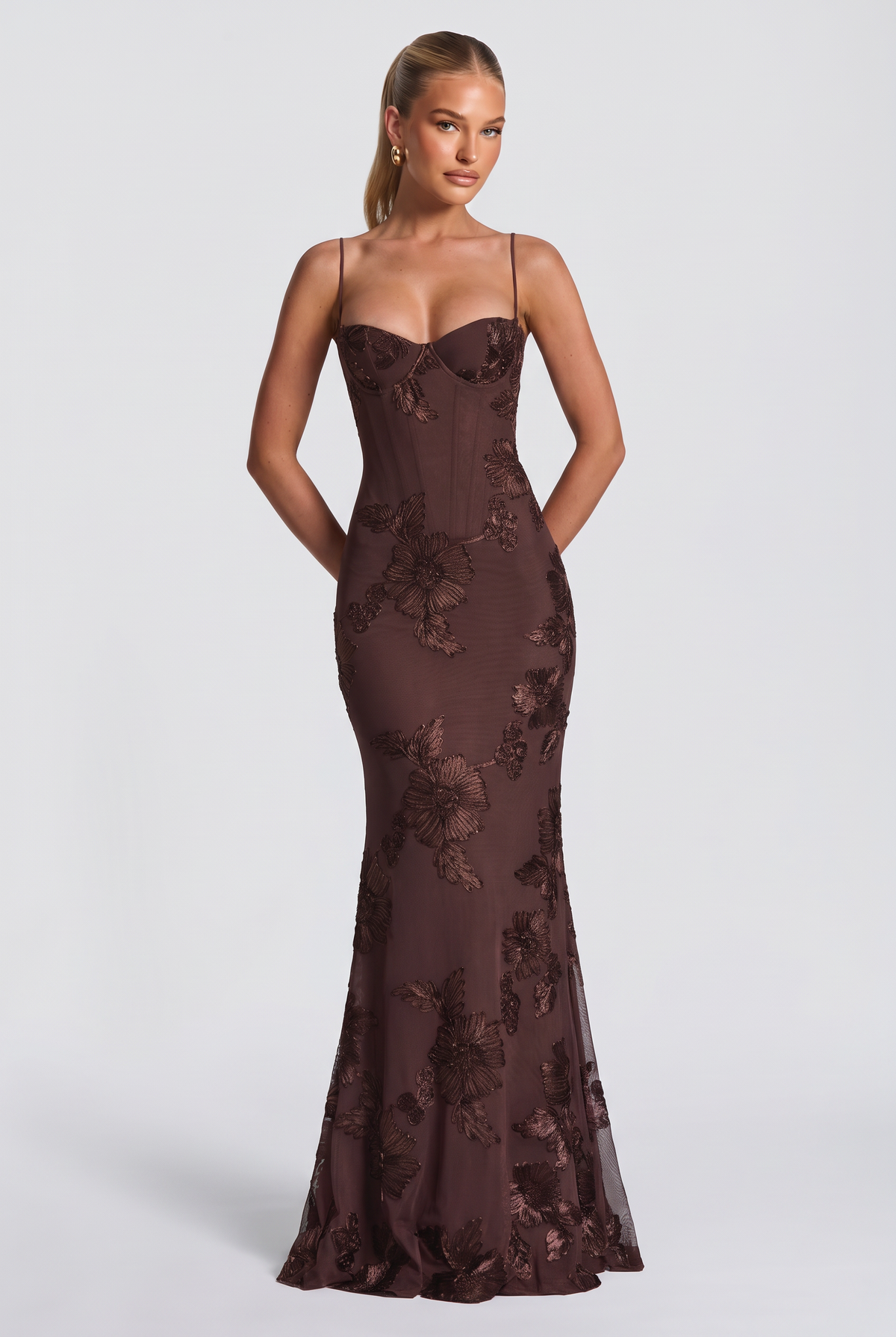 Aurethi Maxi Dress in Plum Brown