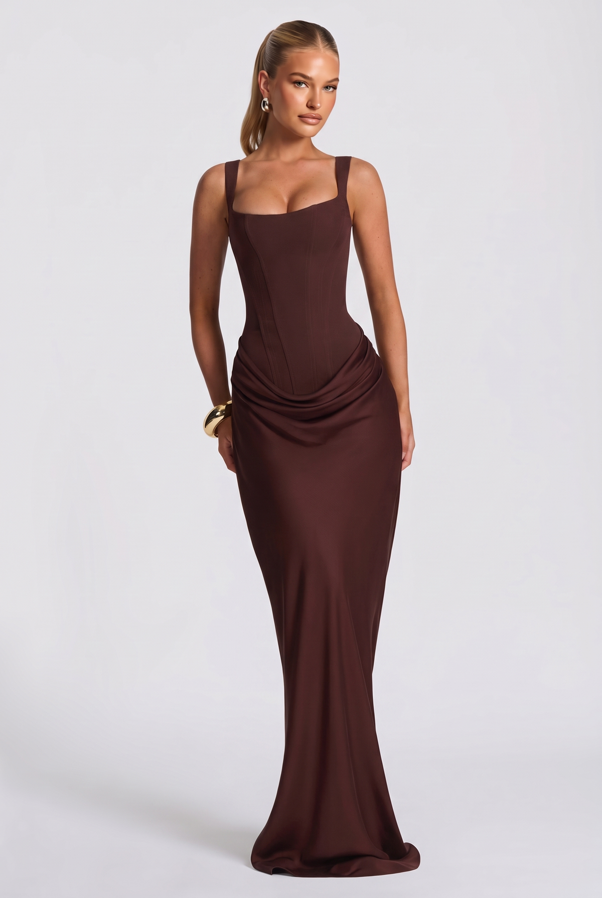 Meliora Maxi Dress in Plum Brown