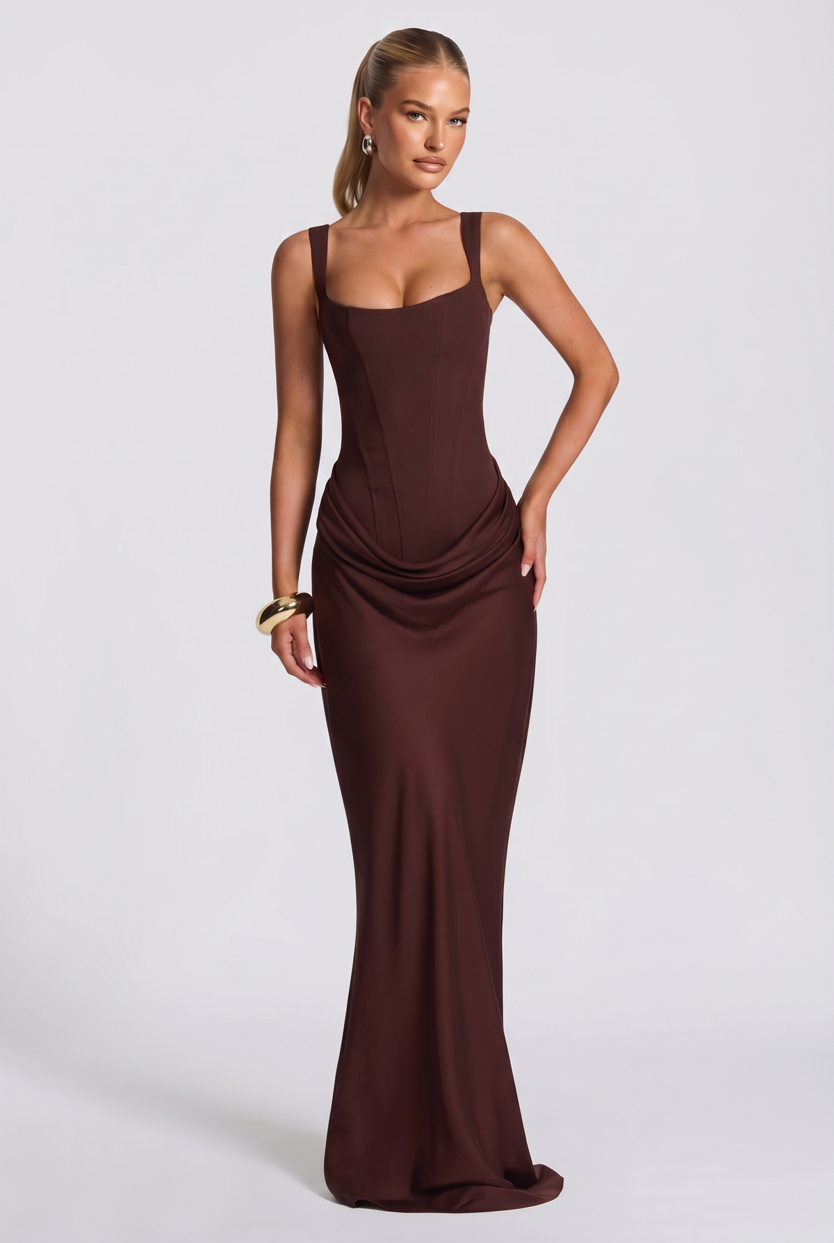 Meliora Maxi Dress in Plum Brown
