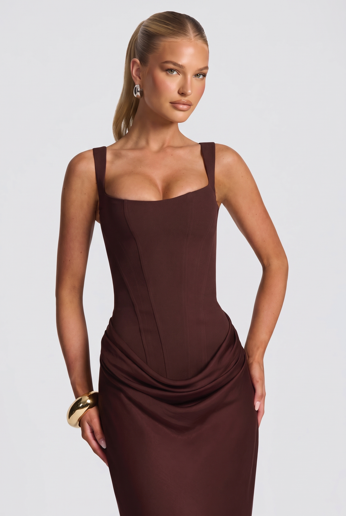 Meliora Maxi Dress in Plum Brown