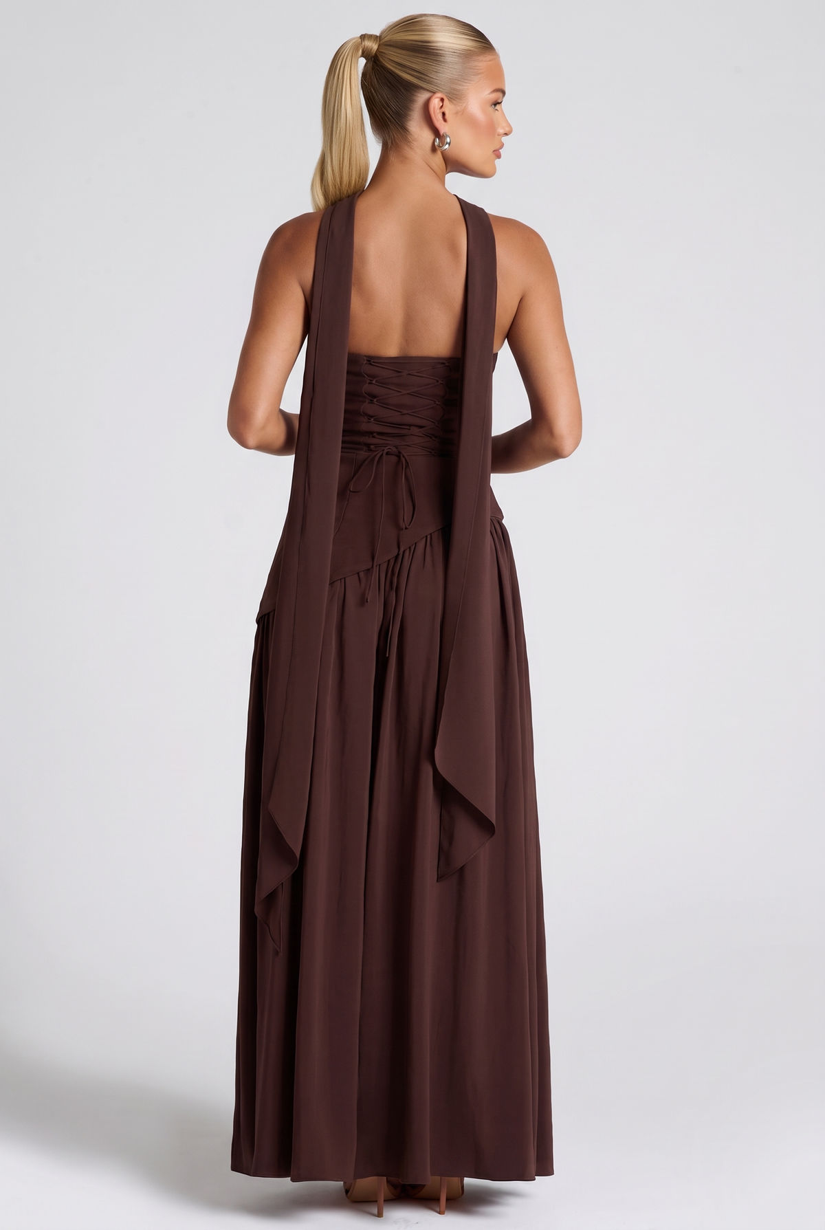 Amara Maxi Dress in Plum Brown
