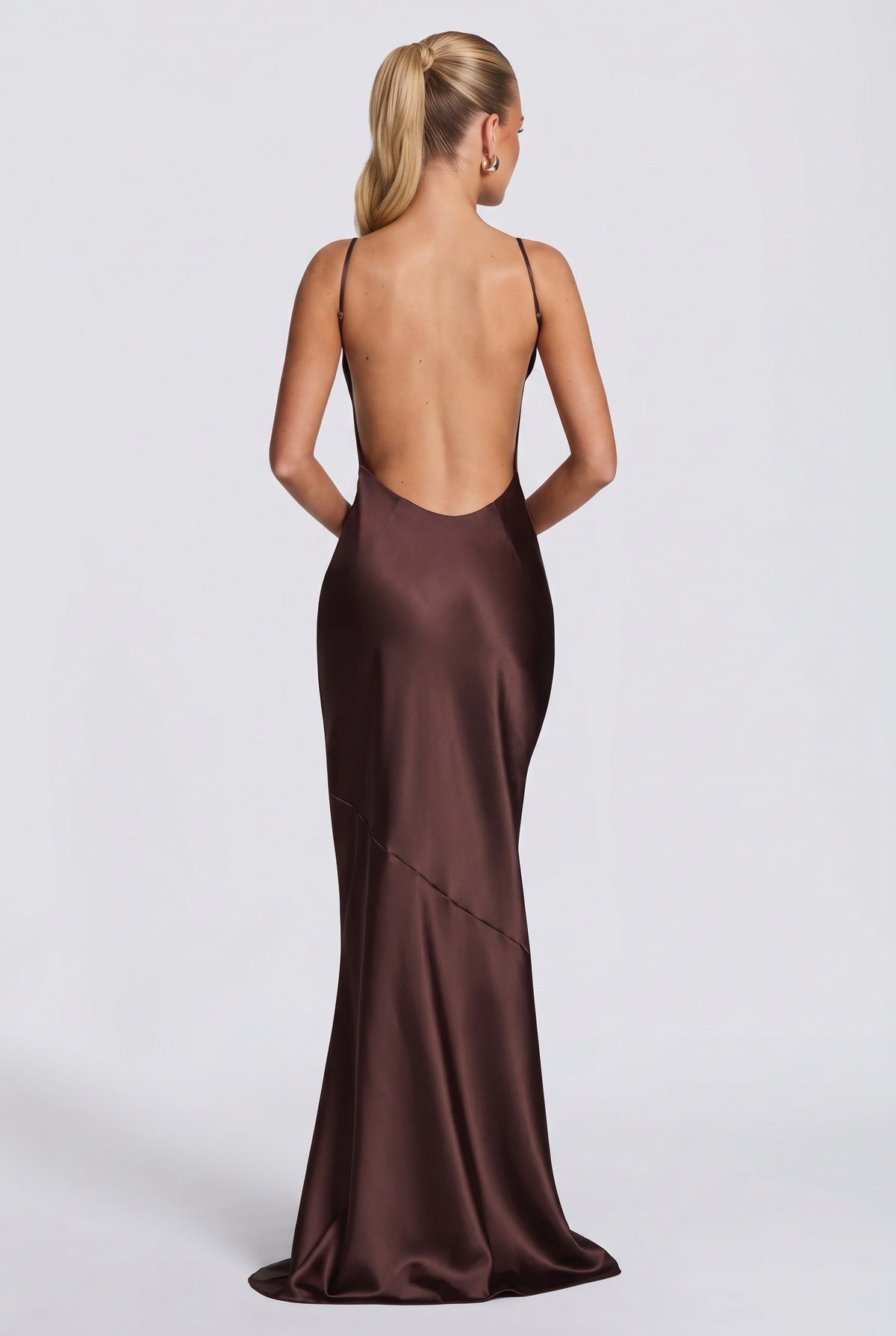Maélia Maxi Dress in Plum Brown