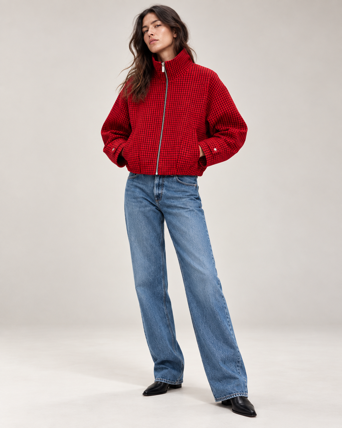 Mabel | Check Bomber Jacket
