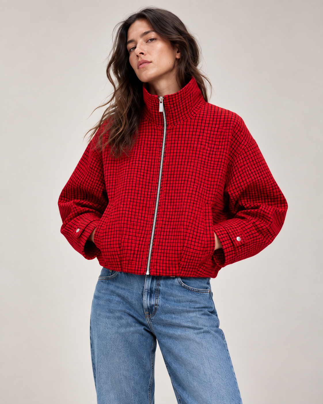 Mabel | Check Bomber Jacket