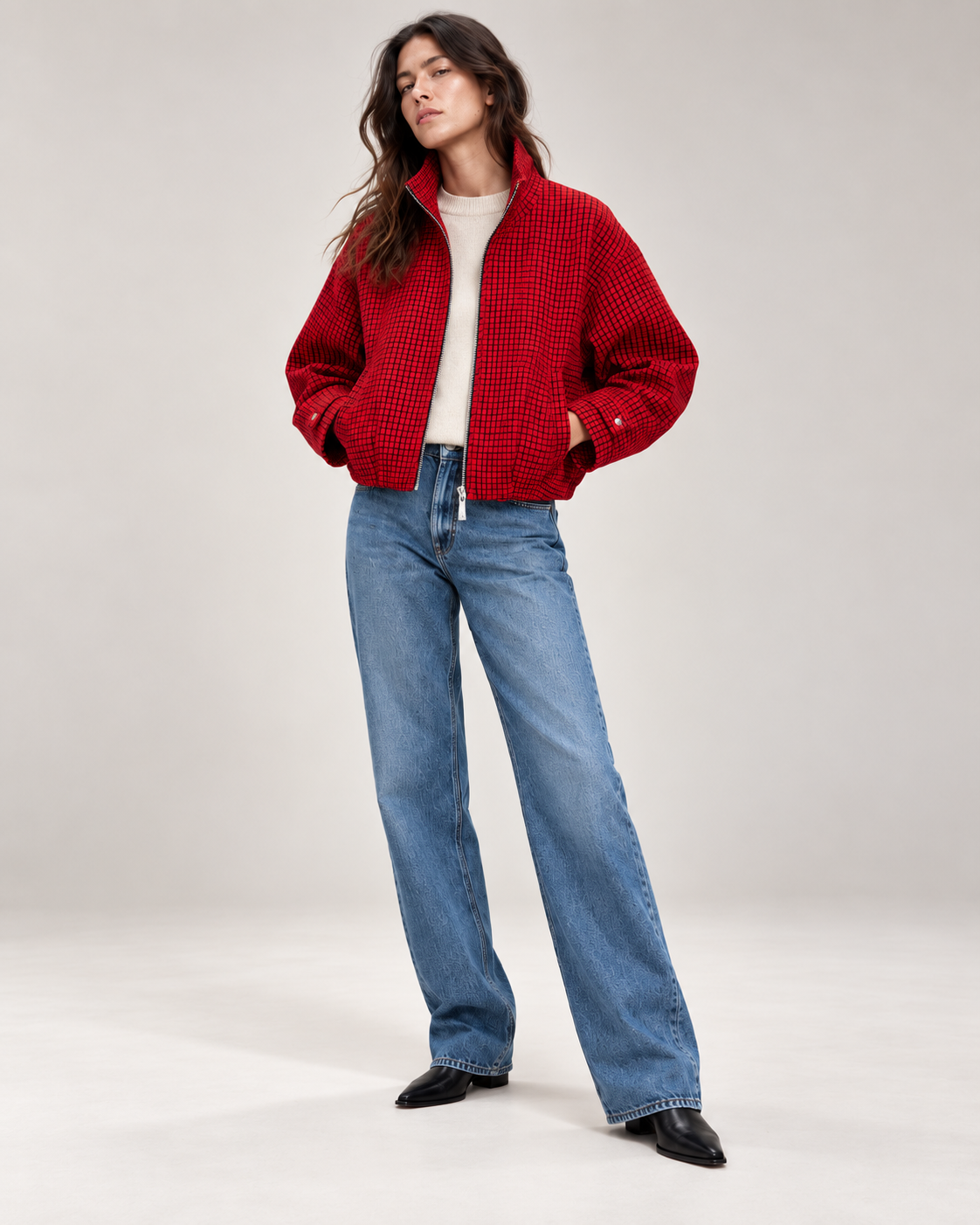 Mabel | Check Bomber Jacket